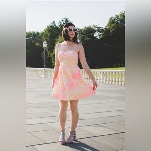 Lilly Pulitzer Strapless Pink and Yellow Dress